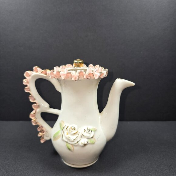 VTG Porcelain French Teapot Vase Floral Figurine Capodimonte Style - Picture 3 of 8